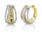 14k two tone ribbed and diamon - Kelly Wade Jewelers Store