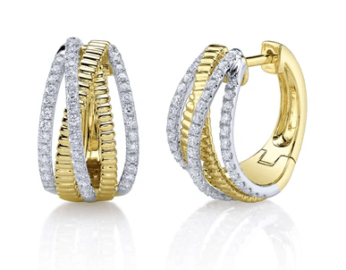 14k two tone ribbed and diamon - Kelly Wade Jewelers Store