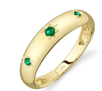 14k yellow gold 3 emerald star - Kelly Wade Jewelers Store