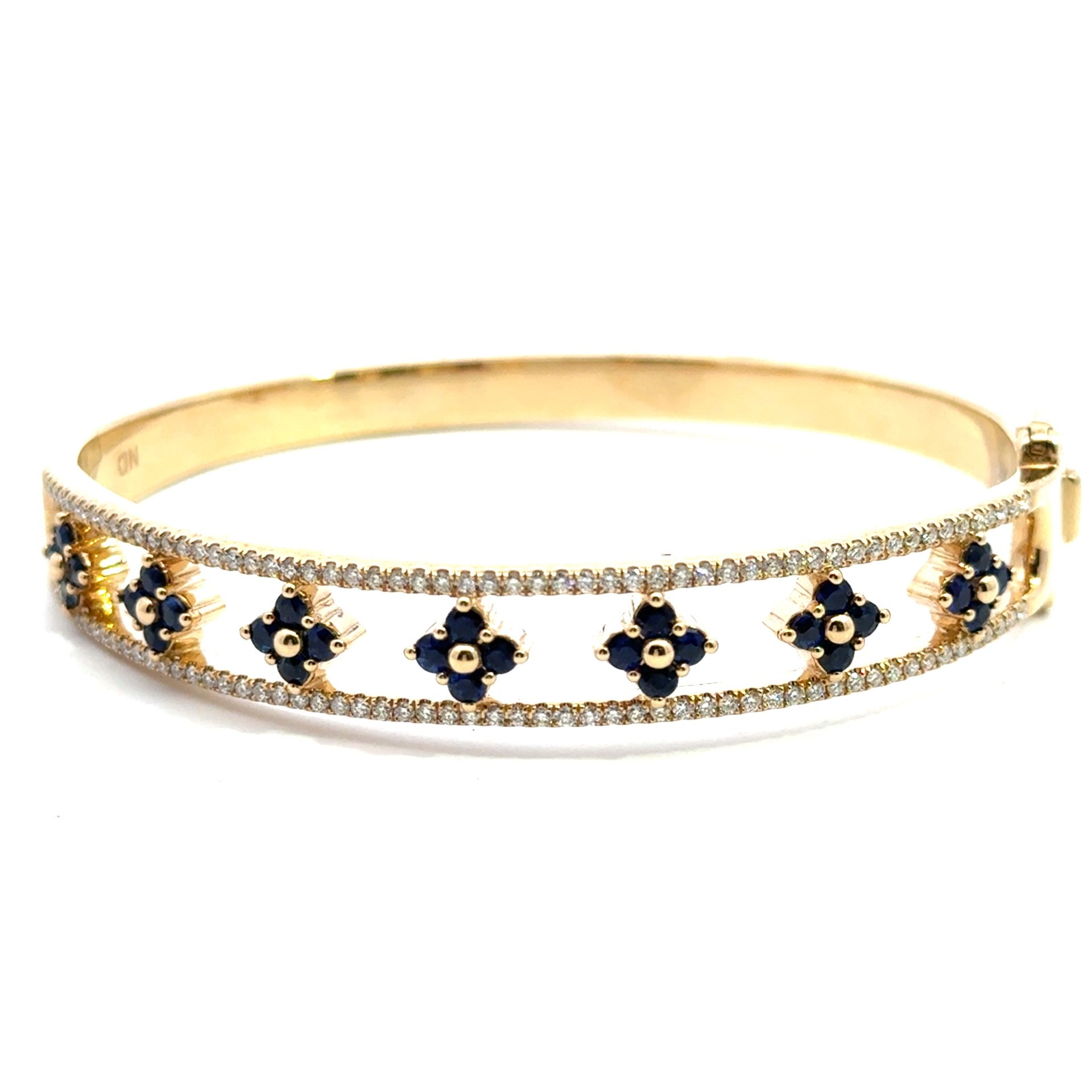 14k yellow gold bangle with 2 - Kelly Wade Jewelers Store