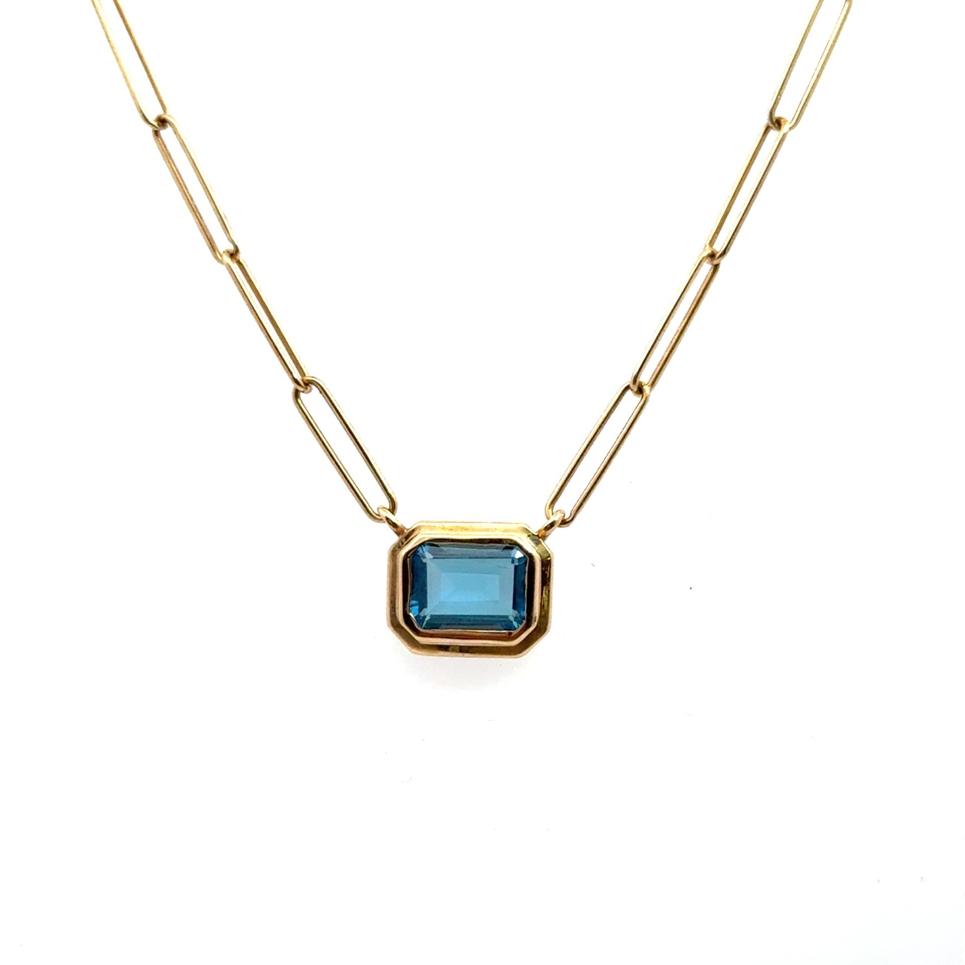 14k yellow gold bezel set blue - Kelly Wade Jewelers Store