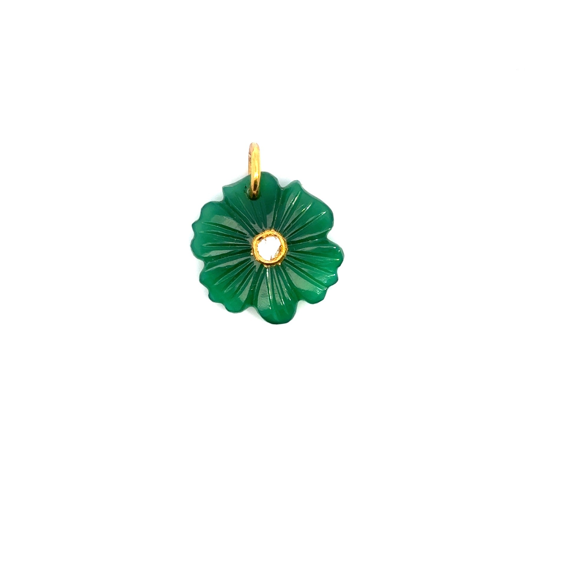 14k yellow gold green flower w - Kelly Wade Jewelers Store