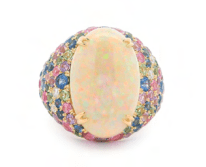 14k yellow gold oval opal with - Kelly Wade Jewelers Store