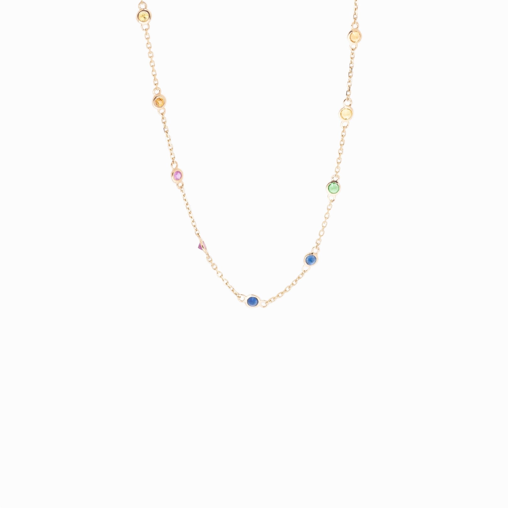 14k yellow gold rainbow sapphi - Kelly Wade Jewelers Store