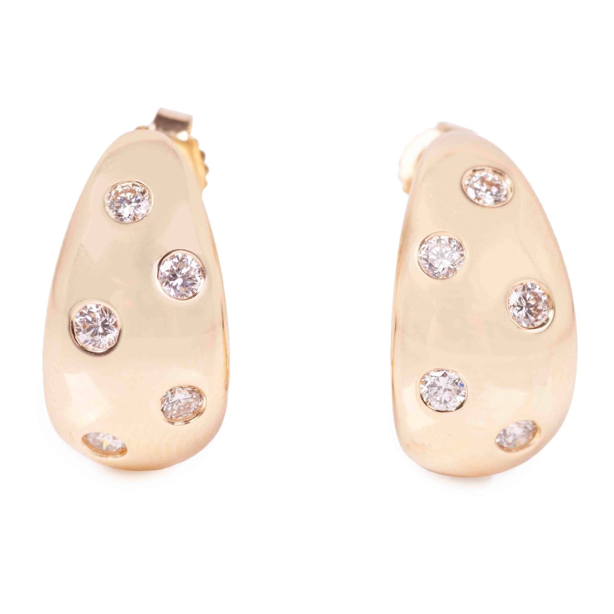 14k yellow gold rounded earrin - Kelly Wade Jewelers Store