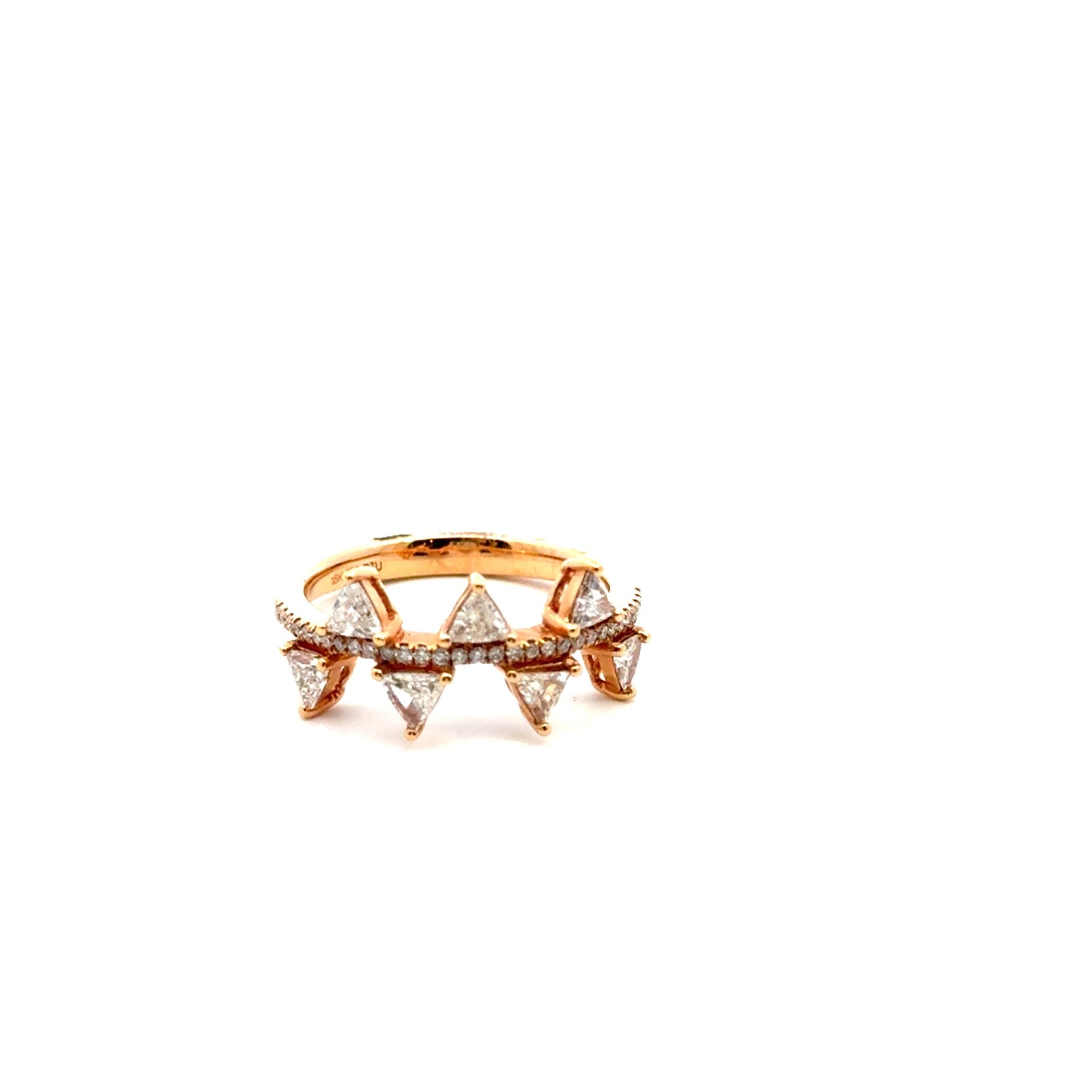 18k Rose Gold Triangle Diamond Ring - Kelly Wade Jewelers Store