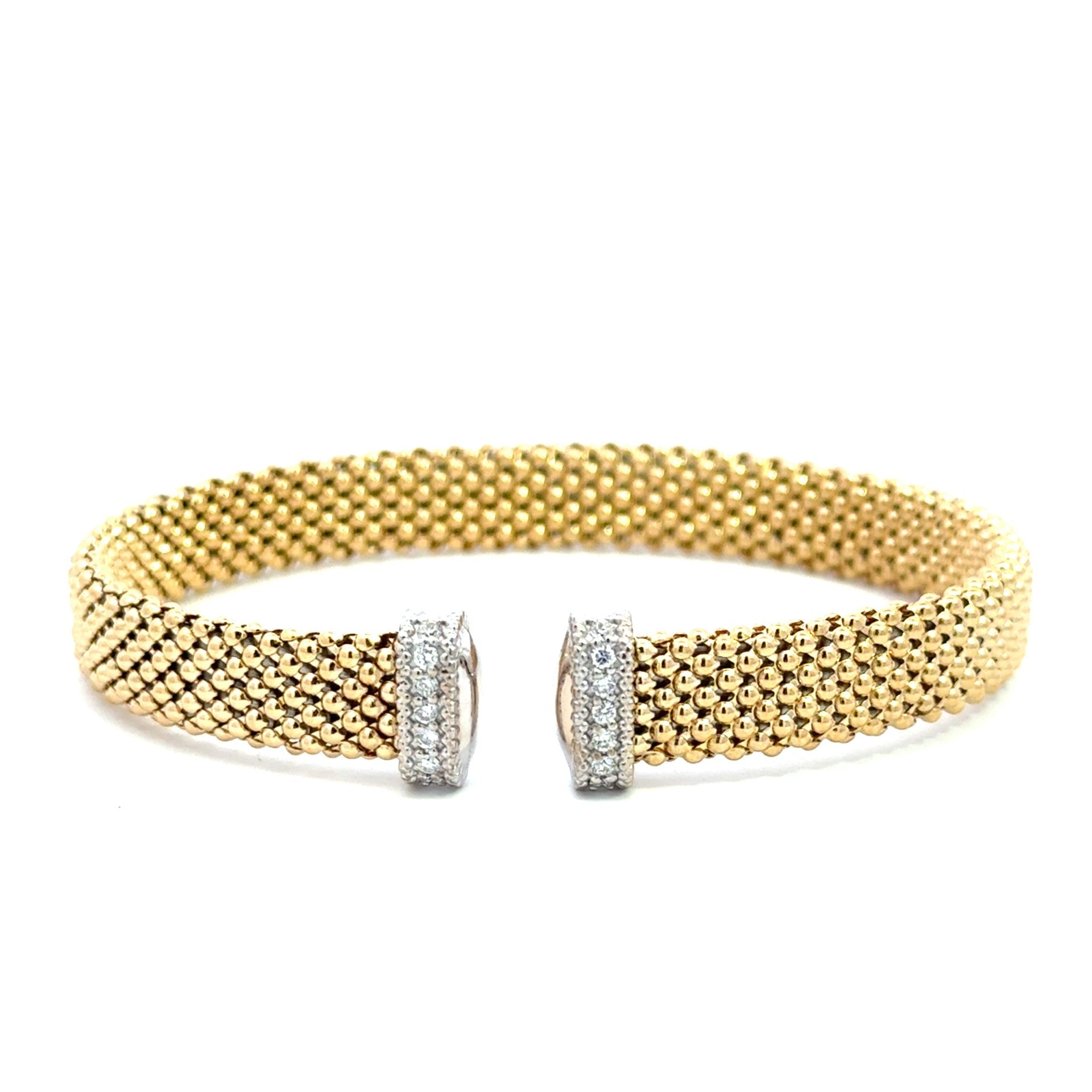 18k two tone woven open cuff w - Kelly Wade Jewelers Store