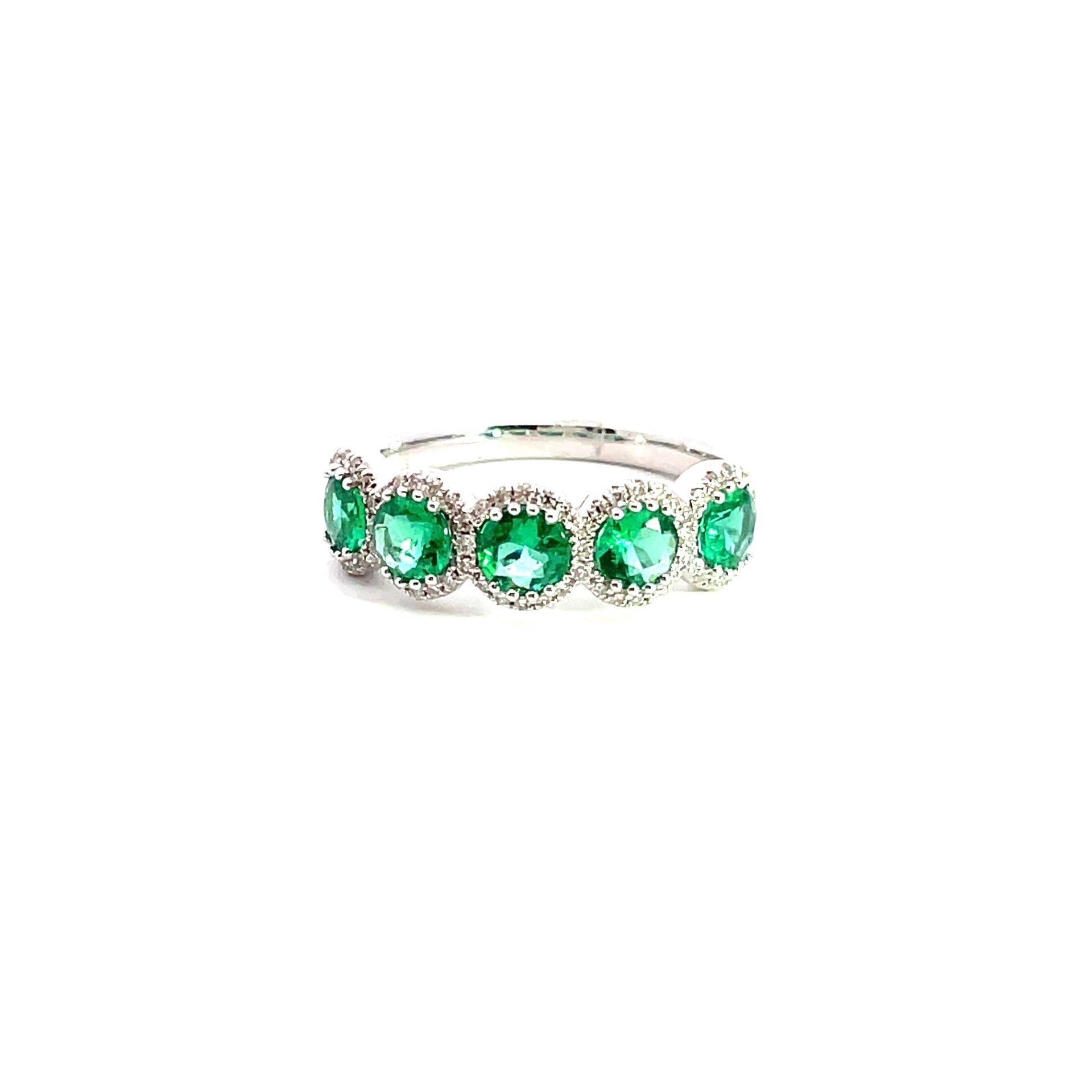 18k white gold 5 emeralds with - Kelly Wade Jewelers Store