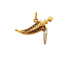 18k yellow gold dagger with sh - Kelly Wade Jewelers Store