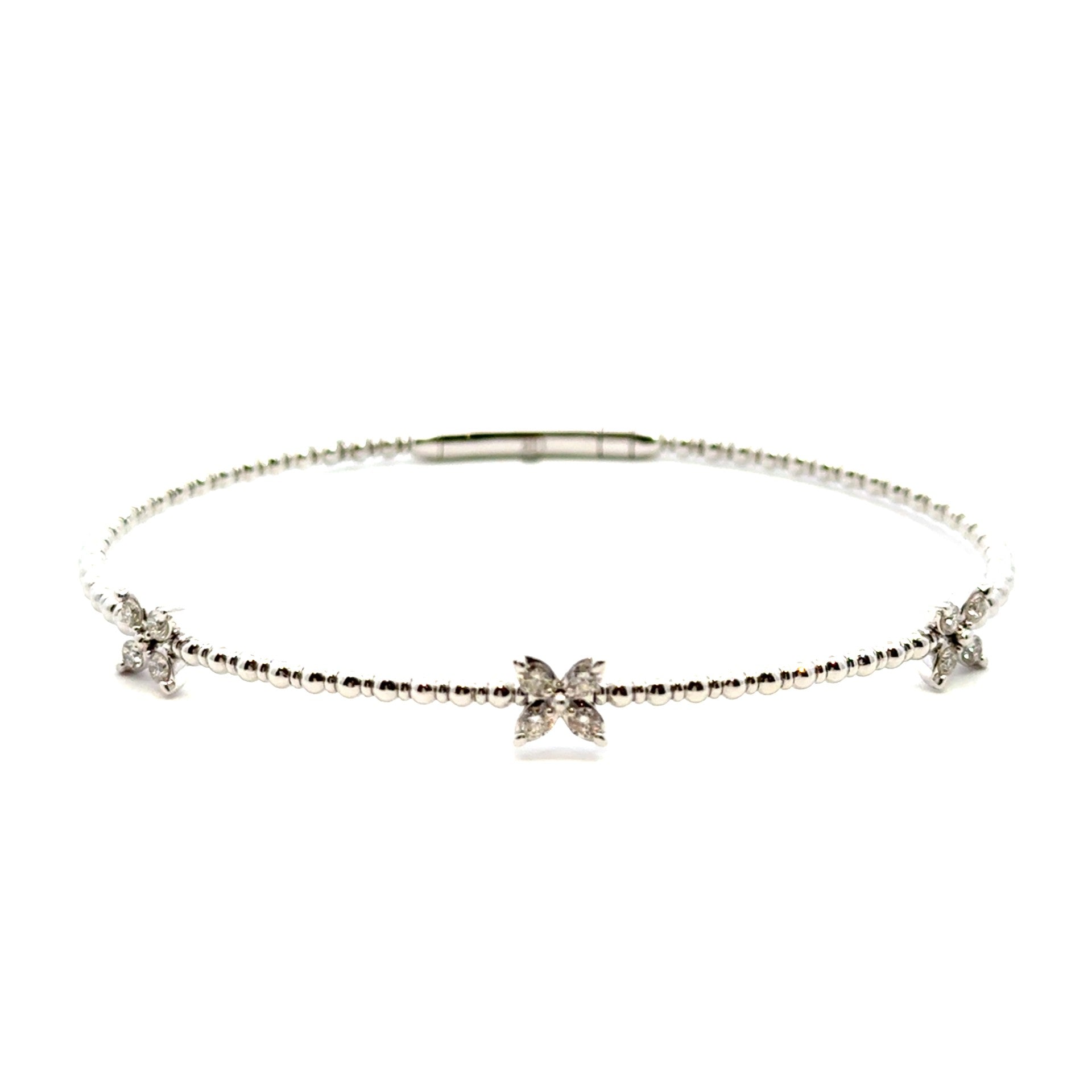 Beaded Gold and Diamond Flower Bracelet - Kelly Wade Jewelers Store