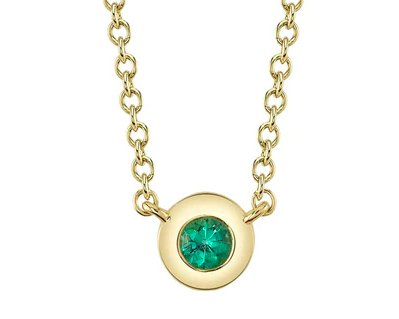 Bezel Set Emerald On Chain Necklace - Kelly Wade Jewelers Store