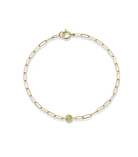 Bezel Set Peridot On Paperclip Chain Bracelet - Kelly Wade Jewelers Store