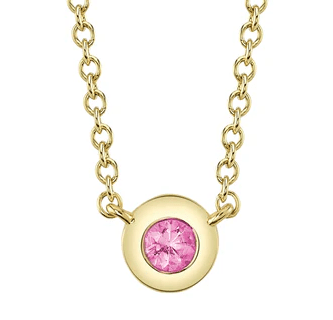 Bezel Set Pink Sapphire Chain Necklace - Kelly Wade Jewelers Store