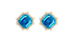 Blue Topaz And Diamond Stud Earrings - Kelly Wade Jewelers Store