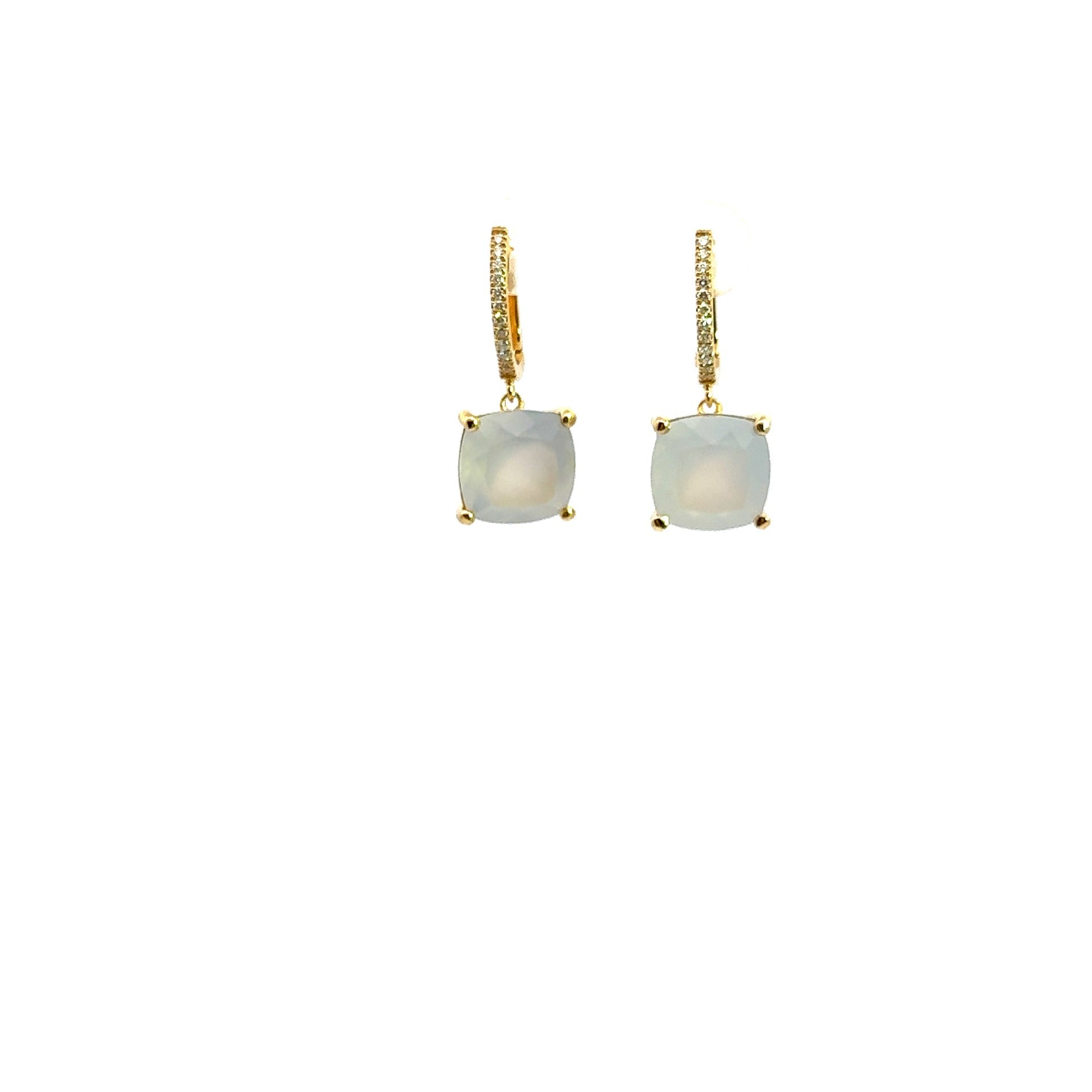 Chalcedony and Diamond Dangle Hoop Earrings - Kelly Wade Jewelers Store