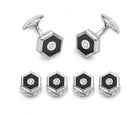 Deakin and Francis Diamond Silver and Onyx Stud Set - Kelly Wade Jewelers Store