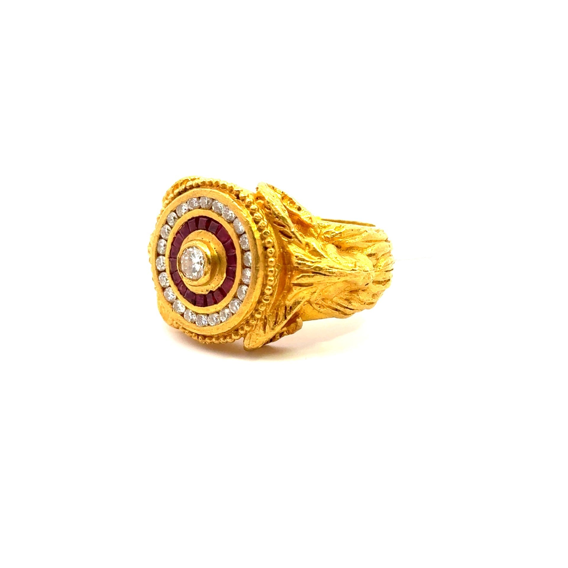 Diamond and Ruby Ram Head Ring - Kelly Wade Jewelers Store