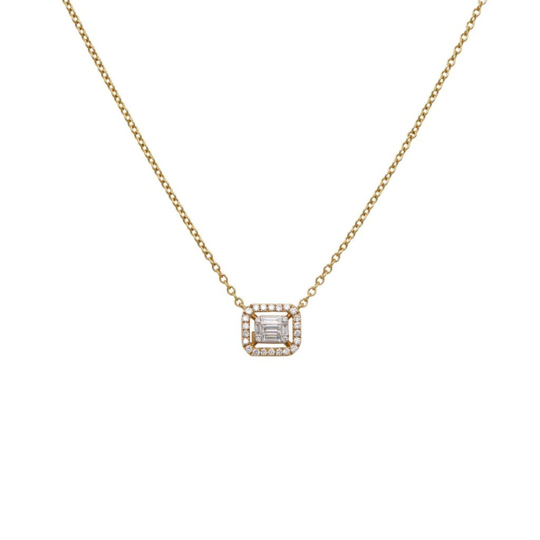 Diamond Baguette Halo Pendant - Kelly Wade Jewelers Store