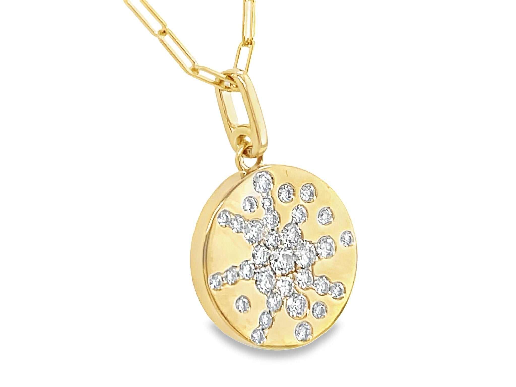 Diamond Starburst Pendant on Paperclip Chain - Kelly Wade Jewelers Store