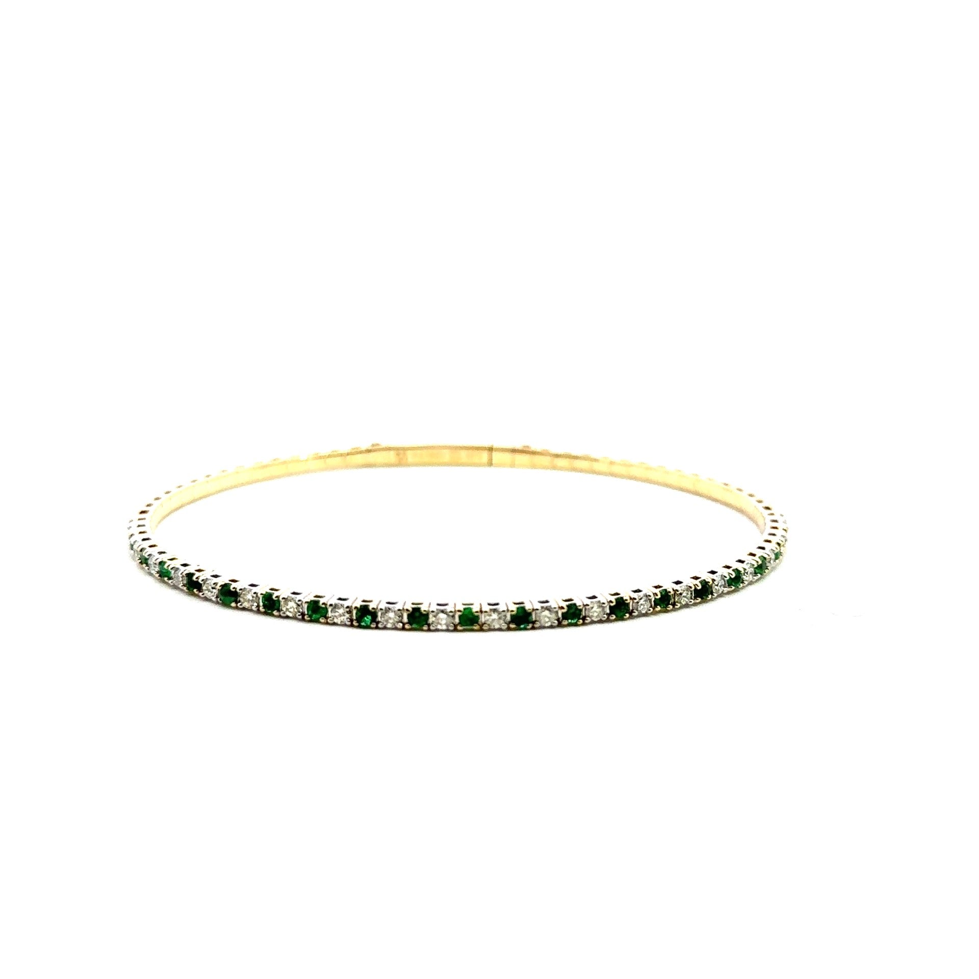 Diamonds And Emeralds Flexible Bracelet - Kelly Wade Jewelers Store