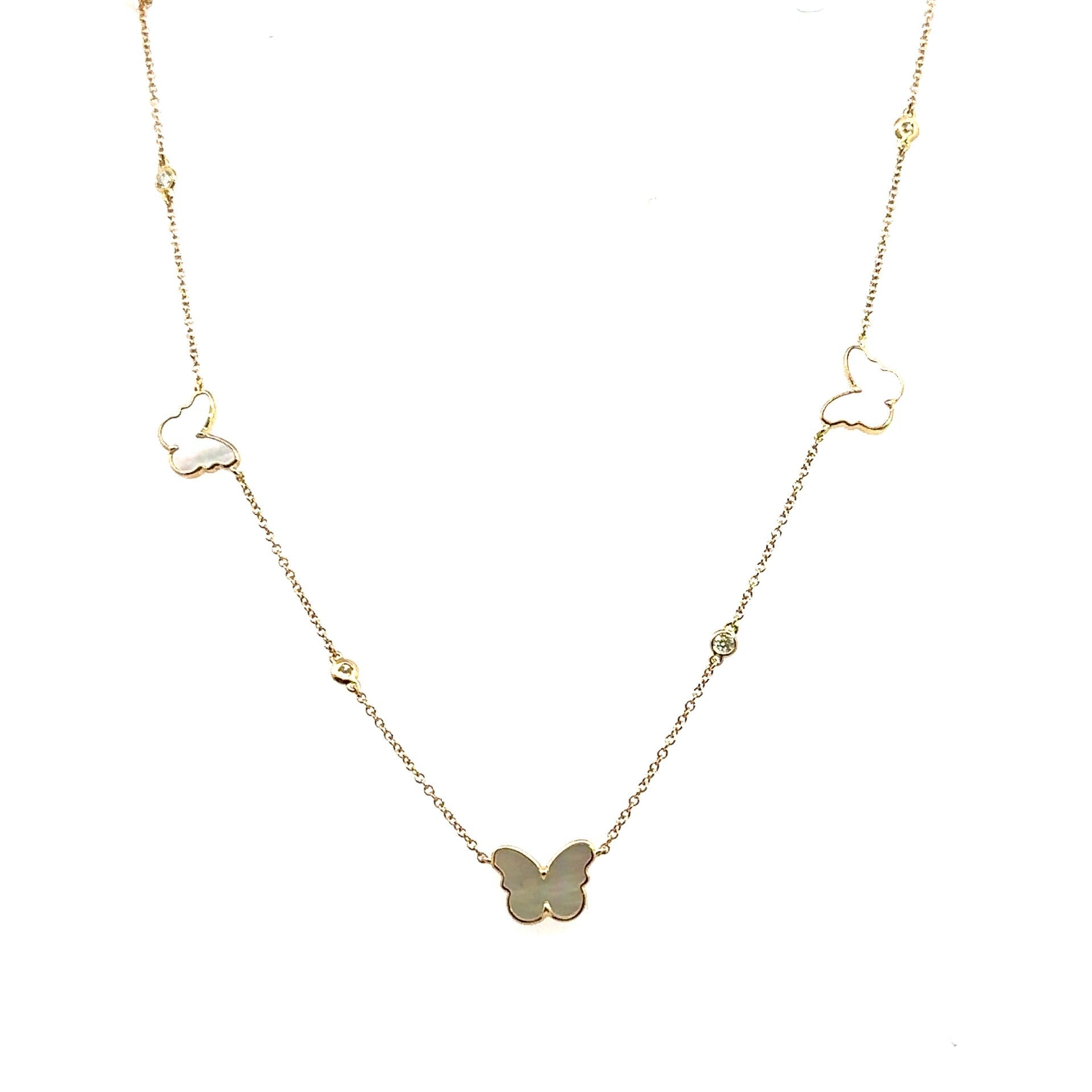 Diamonds By The Yard And Mother Of Pearl Butterfly Necklace - Kelly Wade Jewelers Store