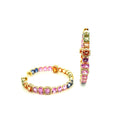 Emerald Cut Rainbow Sapphire And Diamond Inside Out Hoop Earrings - Kelly Wade Jewelers Store