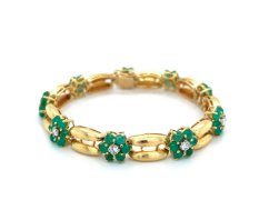 Estate Emerald Flower Bracelet - Kelly Wade Jewelers Store