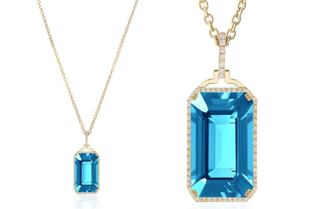 Goshwara Blue Topaz And Diamond Pendant On Chain Necklace - Kelly Wade Jewelers Store