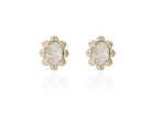 Goshwara Cabochon Opal And Diamond Flower Earrings - Kelly Wade Jewelers Store