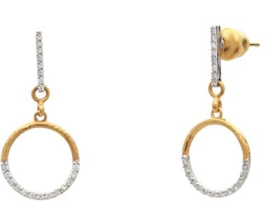 Gurhan Half Diamond Circle on Bar Earrings - Kelly Wade Jewelers Store