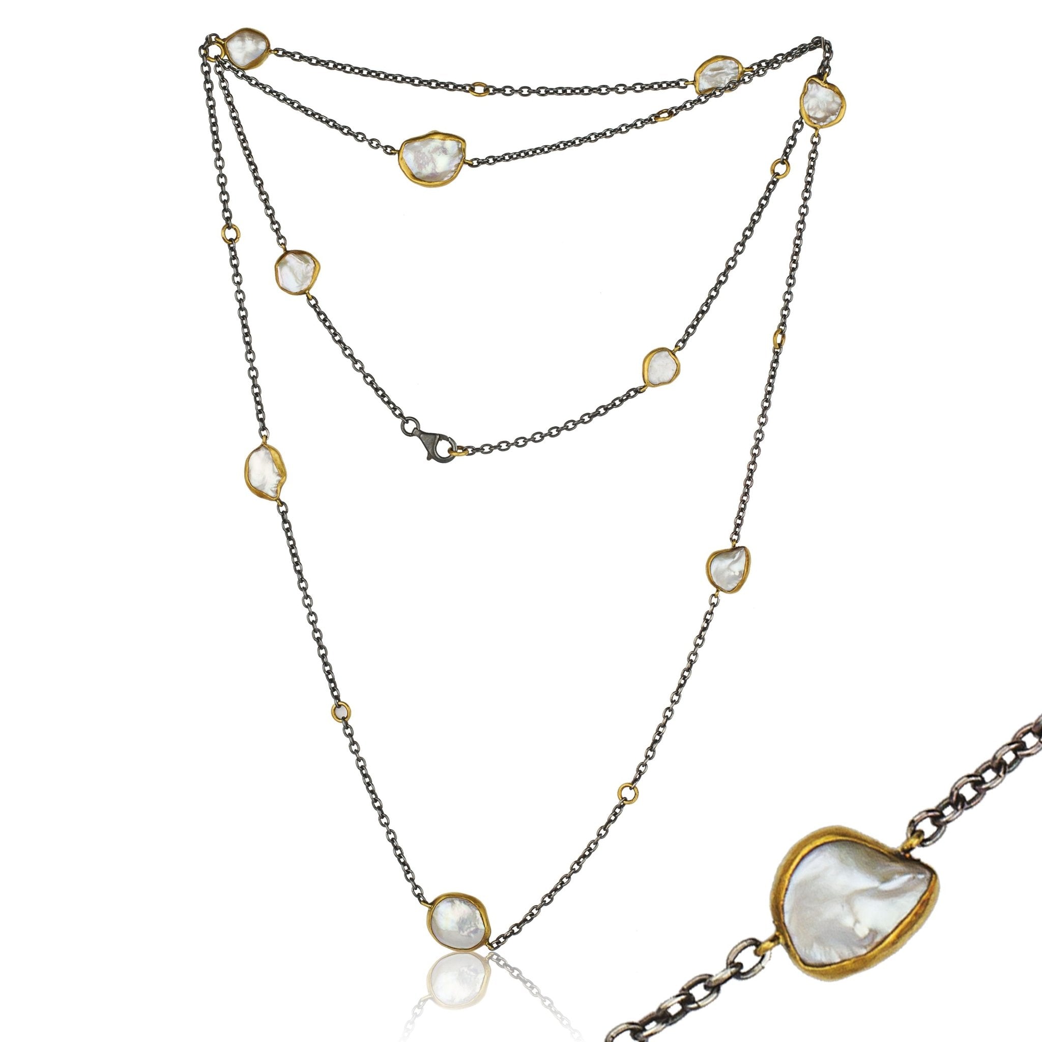 Lika Behar Keshi Pearl Station Necklace - Kelly Wade Jewelers Store