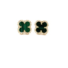 Malachite Clover and Diamond Earrings - Kelly Wade Jewelers Store