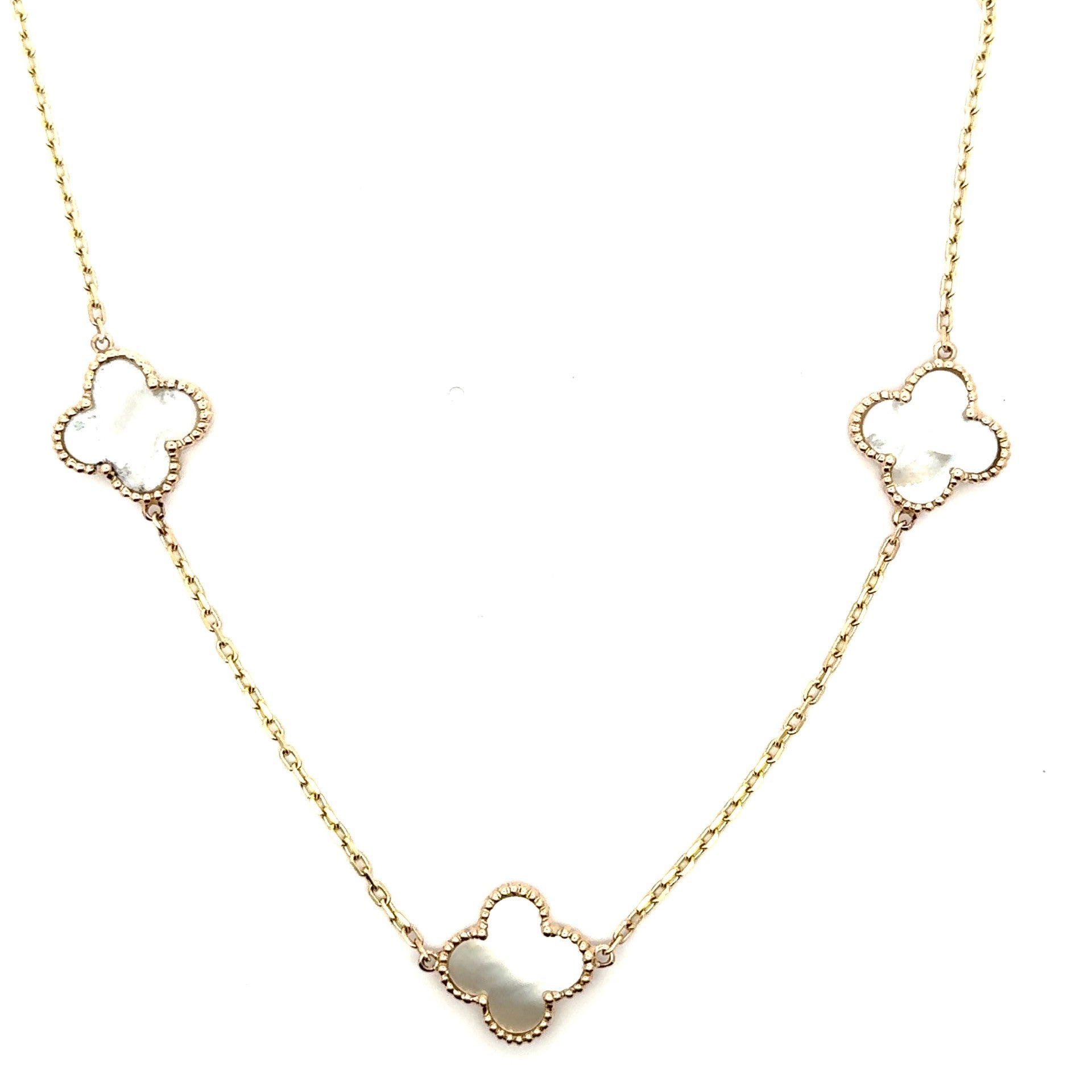 Mother of Pearl 5 Clover Station Necklace - Kelly Wade Jewelers Store