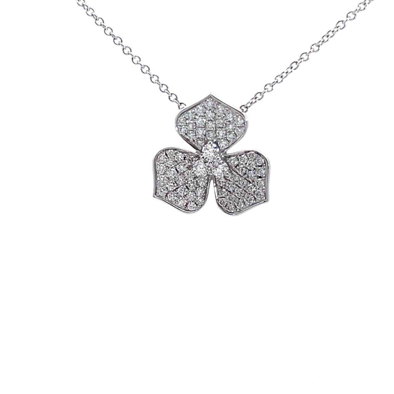 Pave Diamond Flower Pendant On Chain - Kelly Wade Jewelers Store