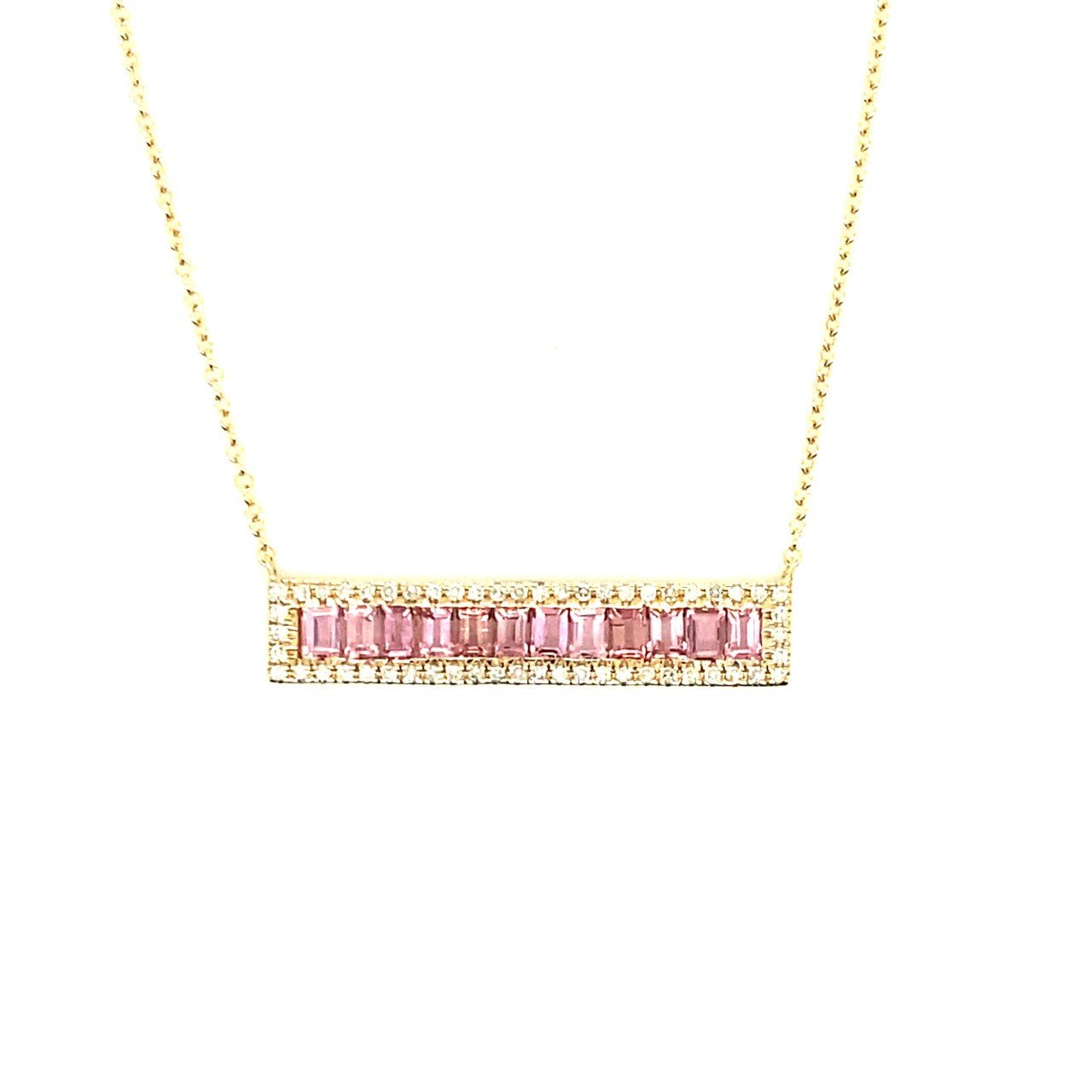 Pink Sapphire and Diamond Bar Necklace - Kelly Wade Jewelers Store