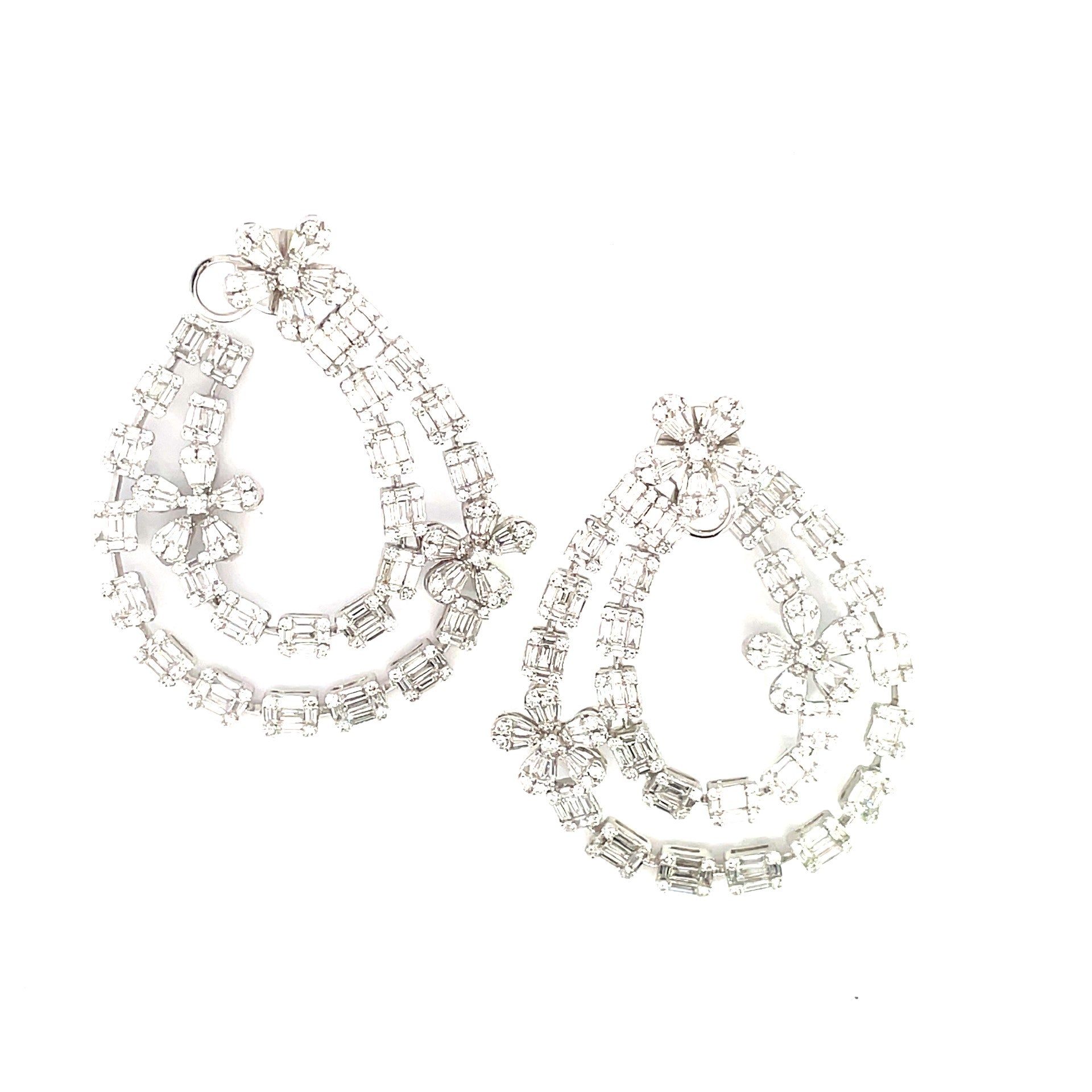 Piranesi Statement Open Diamond Flower Oval Earrings - Kelly Wade Jewelers Store