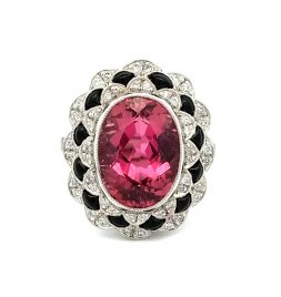 Platinum oval rubellite tourma - Kelly Wade Jewelers Store