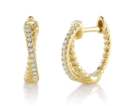 Rope and Diamond Huggie Crossover Earrings - Kelly Wade Jewelers Store