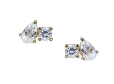 Round And Pear Clear Topaz Earrings - Kelly Wade Jewelers Store