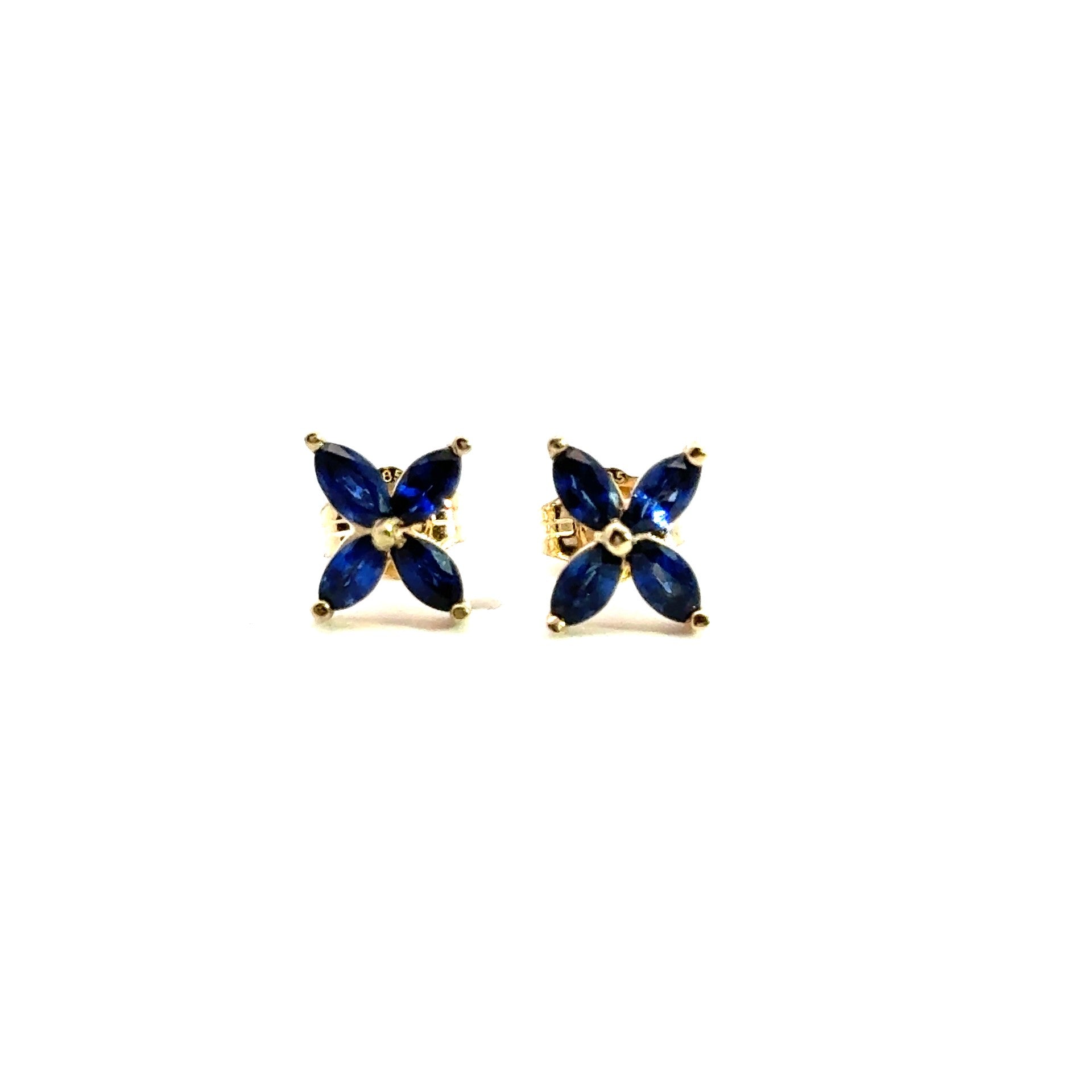 Sapphire Flower Stud Earrings - Kelly Wade Jewelers Store