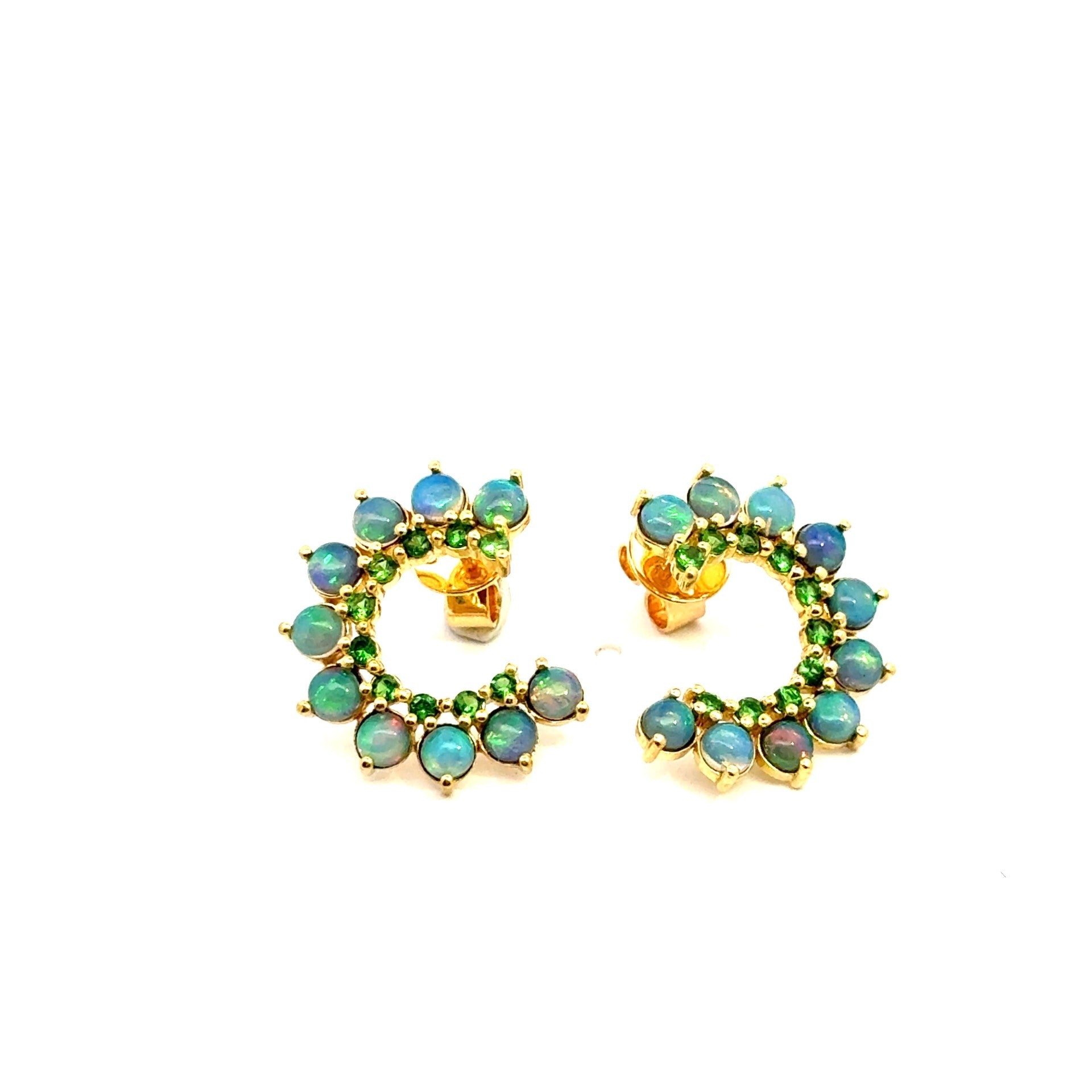 Sloane Street Opal and Tsavorite Wrap Earrings - Kelly Wade Jewelers Store