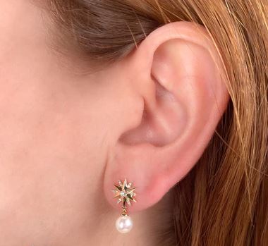 Starburst with Pearl Drop Earrings - Kelly Wade Jewelers Store