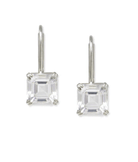 Sterling Silver Square Clear Topaz Earrings - Kelly Wade Jewelers Store