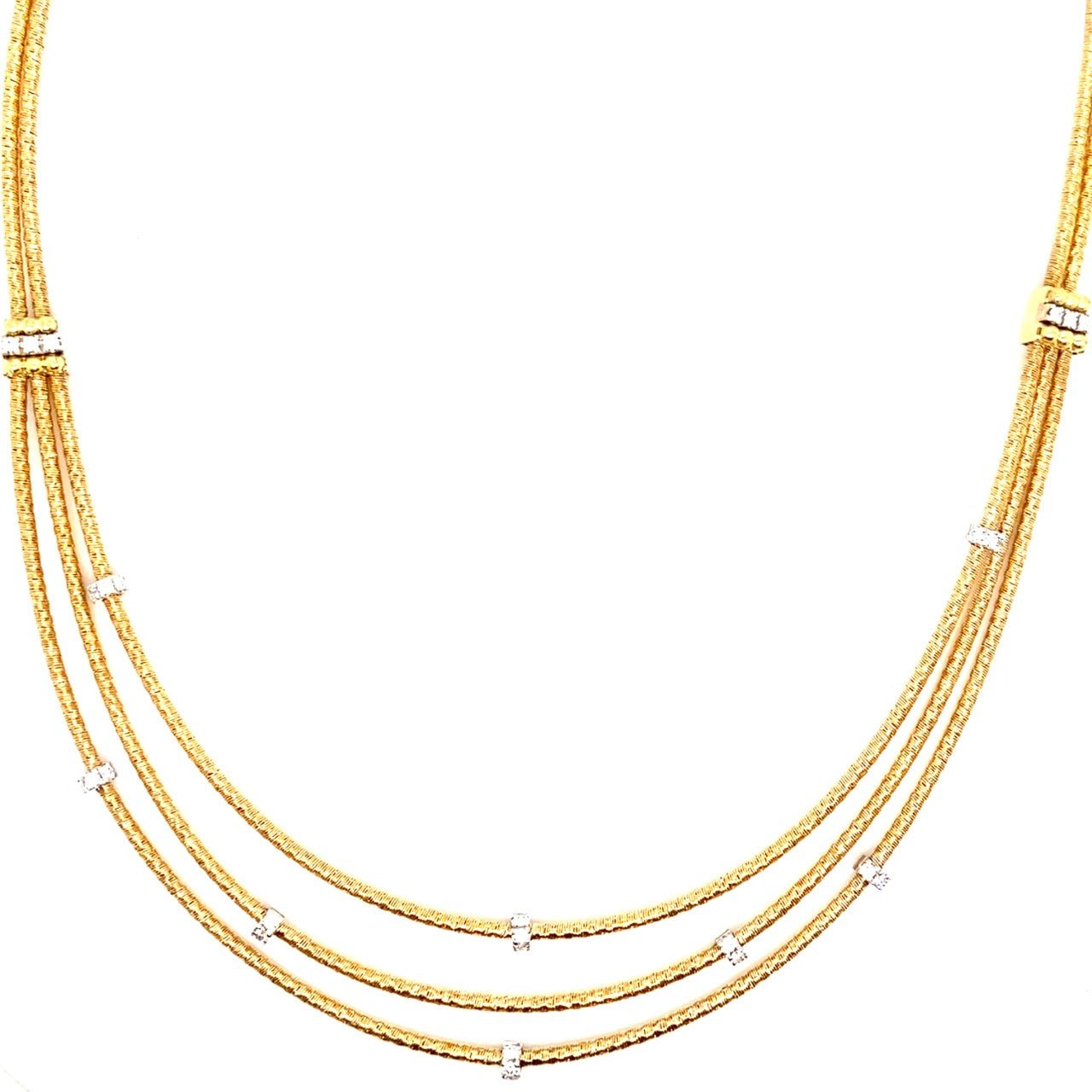 Triple Strand Diamond Station Necklace - Kelly Wade Jewelers Store