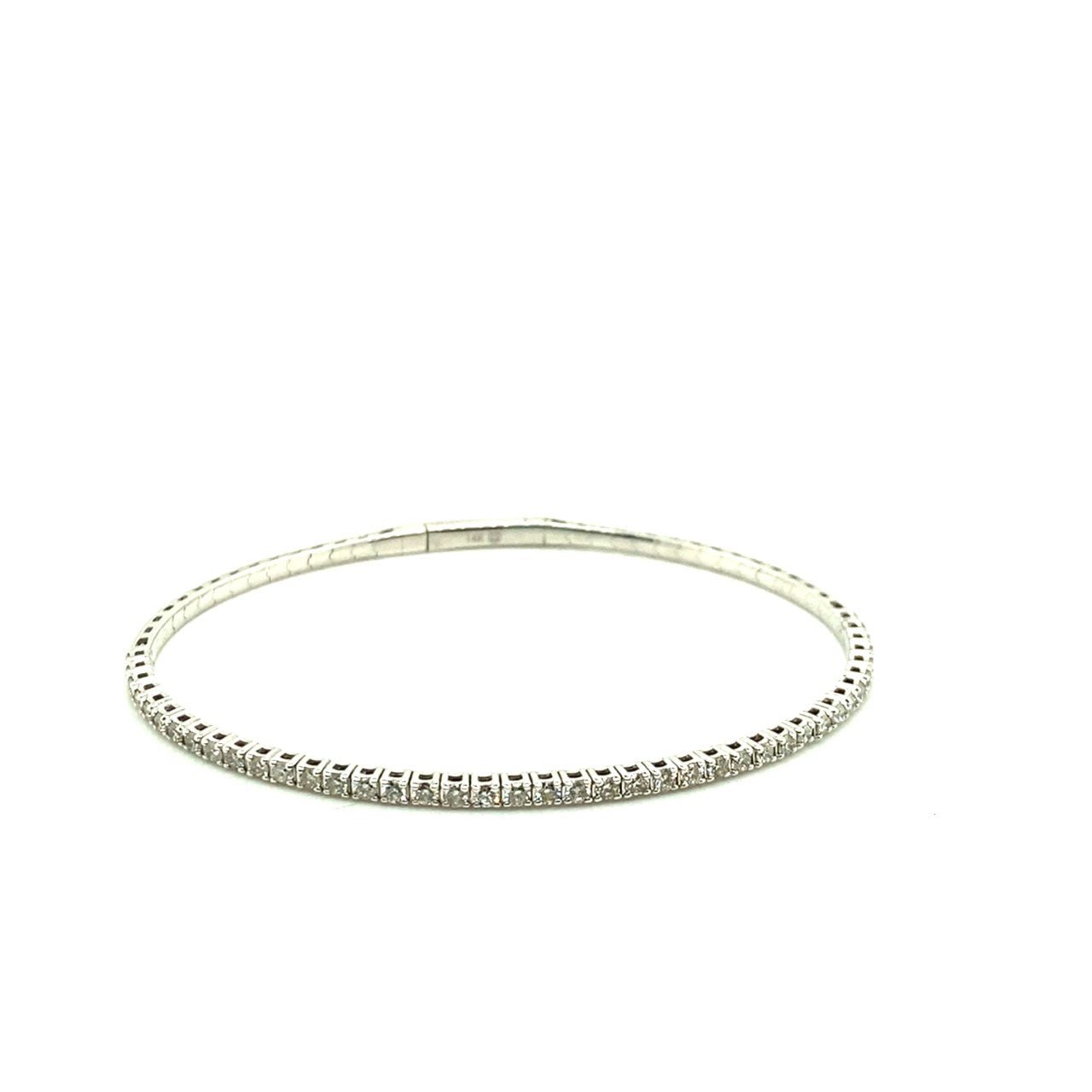 White Gold Half Way Around Diamond Flexible Bracelet - Kelly Wade Jewelers Store