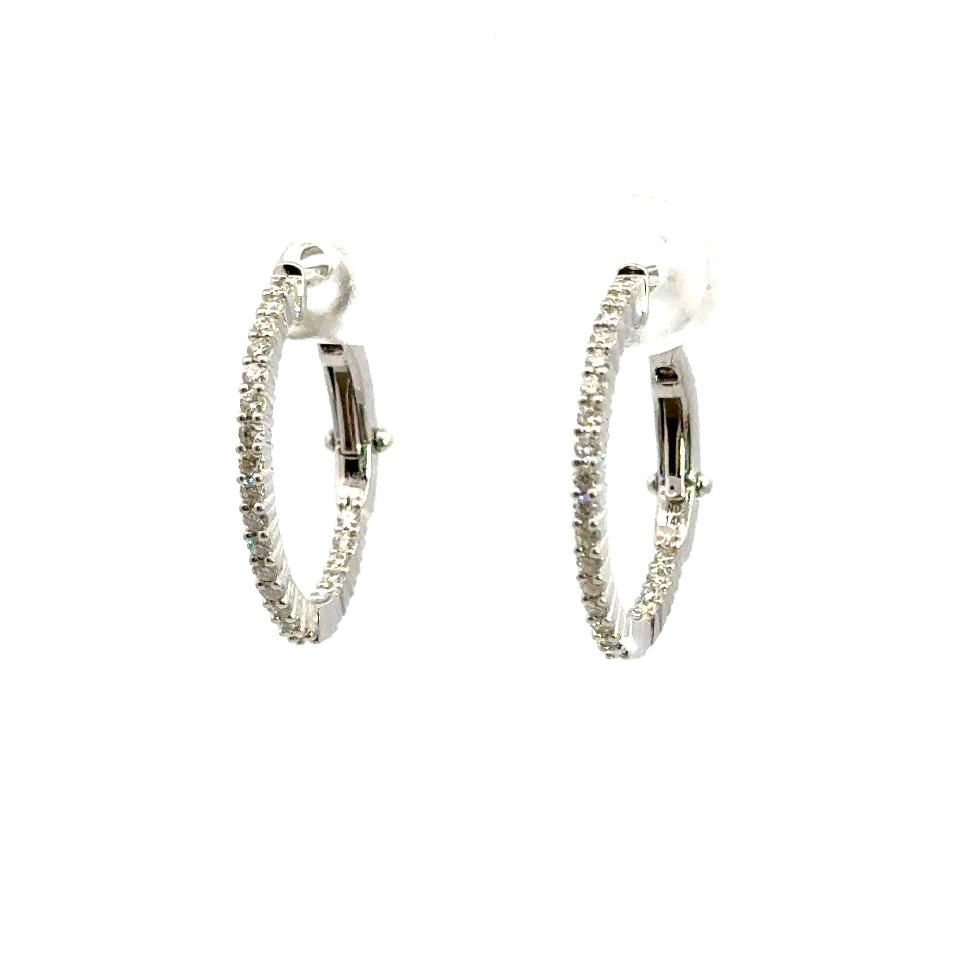 White Gold Inside Out Diamond Hoop Earrings - Kelly Wade Jewelers Store