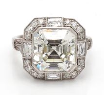 Platinum antique asscher cut d - Kelly Wade Jewelers Store